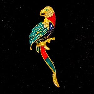 Vintage Covani Enameled & Rhinestone Parrot Pin